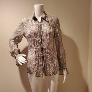 Robert Graham Paisley Silk Button Down Shirt Black White S